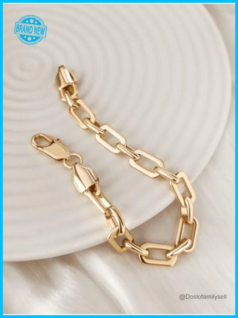 14K Gold Plated Paperclip Link Chain Bracelet Unisex Hypoallergenic Lobster